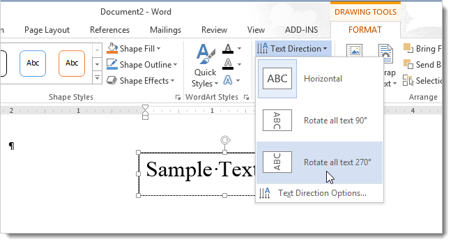 reverse text direction in word for mac